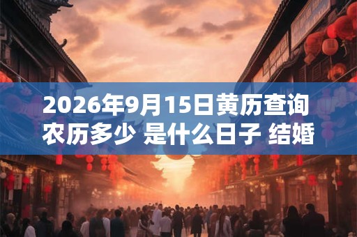 2026年9月15日黄历查询 农历多少 是什么日子 结婚吉时