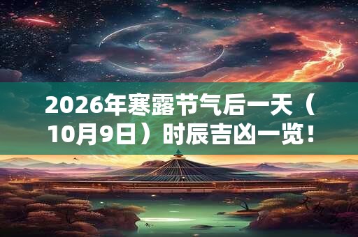 2026年寒露节气后一天（10月9日）时辰吉凶一览！