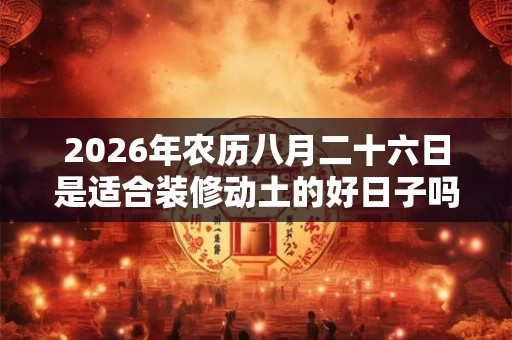 2026年农历八月二十六日是适合装修动土的好日子吗？