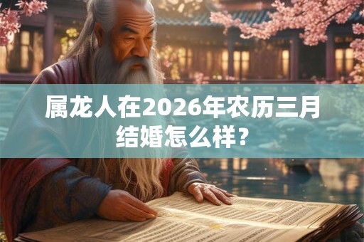 属龙人在2026年农历三月结婚怎么样？