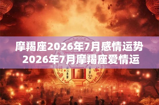 摩羯座2026年7月感情运势 2026年7月摩羯座爱情运程详解