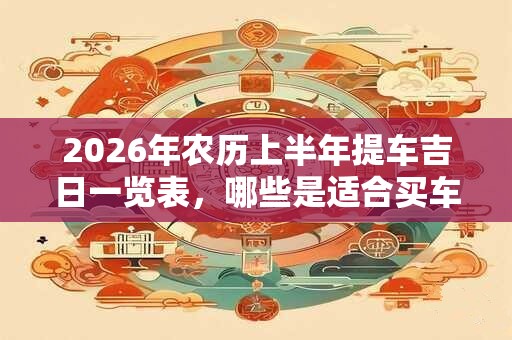 2026年农历上半年提车吉日一览表，哪些是适合买车的好日子