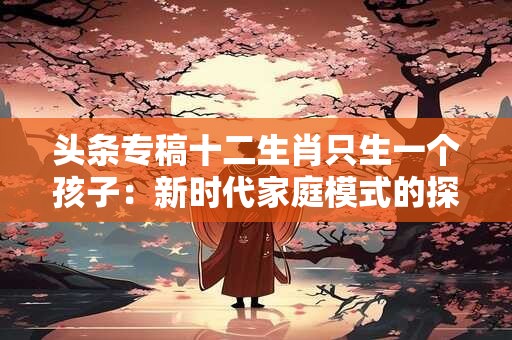 头条专稿十二生肖只生一个孩子：新时代家庭模式的探索