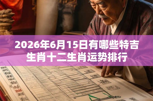 2026年6月15日有哪些特吉生肖十二生肖运势排行