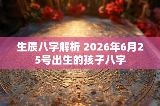 生辰八字解析 2026年6月25号出生的孩子八字