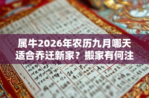 属牛2026年农历九月哪天适合乔迁新家？搬家有何注意事项？