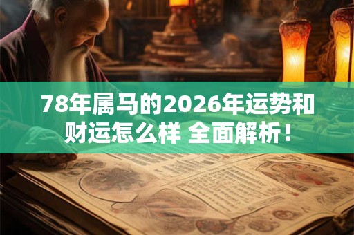 78年属马的2026年运势和财运怎么样 全面解析！