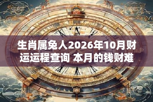 生肖属兔人2026年10月财运运程查询 本月的钱财难以存住