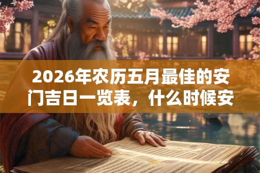 2026年农历五月最佳的安门吉日一览表，什么时候安门好？