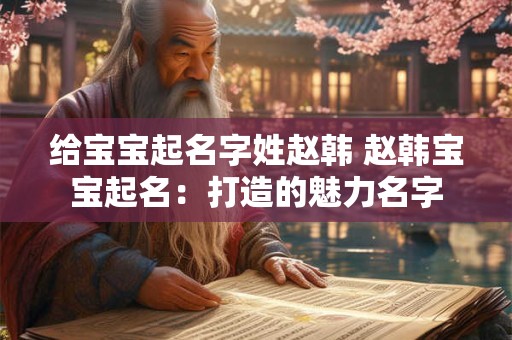 给宝宝起名字姓赵韩 赵韩宝宝起名：打造的魅力名字