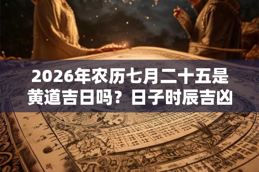 2026年农历七月二十五是黄道吉日吗？日子时辰吉凶？