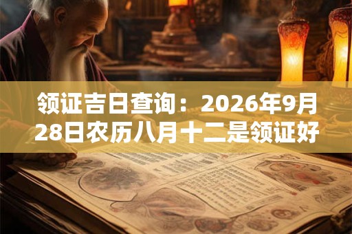 领证吉日查询：2026年9月28日农历八月十二是领证好日子吗
