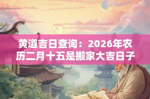 黄道吉日查询：2026年农历二月十五是搬家大吉日子吗