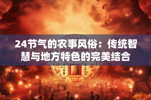 24节气的农事风俗：传统智慧与地方特色的完美结合