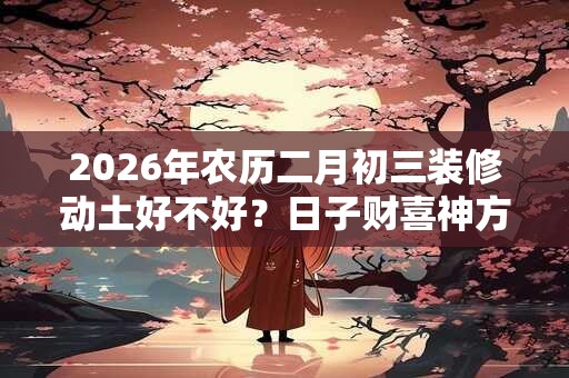 2026年农历二月初三装修动土好不好？日子财喜神方位？