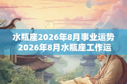 水瓶座2026年8月事业运势 2026年8月水瓶座工作运程详解