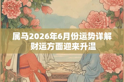 属马2026年6月份运势详解 财运方面迎来升温 属马2026年6月份运势详解 财运方面迎来升温