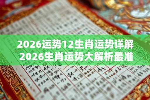 2026运势12生肖运势详解 2026生肖运势大解析最准
