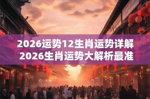 2026运势12生肖运势详解 2026生肖运势大解析最准