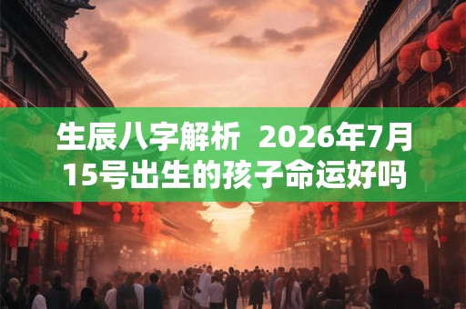 生辰八字解析  2026年7月15号出生的孩子命运好吗