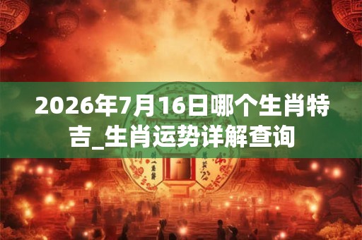 2026年7月16日哪个生肖特吉_生肖运势详解查询