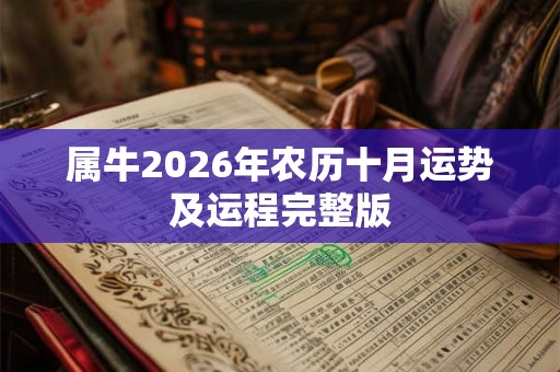 属牛2026年农历十月运势及运程完整版