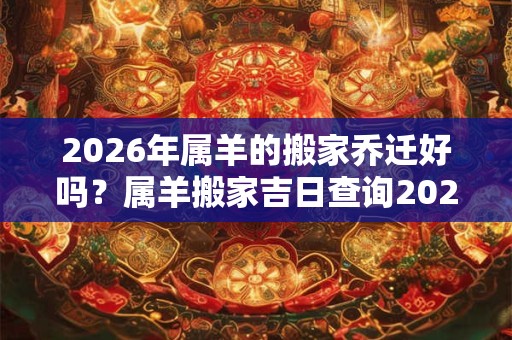 2026年属羊的搬家乔迁好吗？属羊搬家吉日查询2026