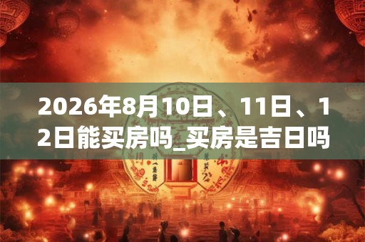 2026年8月10日、11日、12日能买房吗_买房是吉日吗