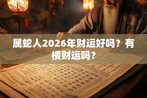 属蛇人2026年财运好吗？有横财运吗？