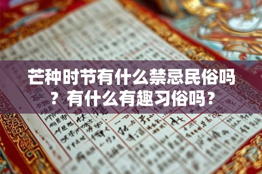 芒种时节有什么禁忌民俗吗？有什么有趣习俗吗？