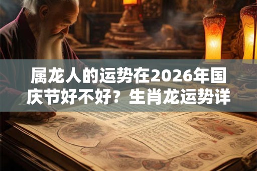 属龙人的运势在2026年国庆节好不好？生肖龙运势详解
