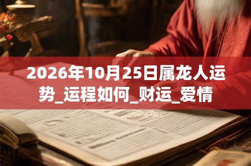 2026年10月25日属龙人运势_运程如何_财运_爱情