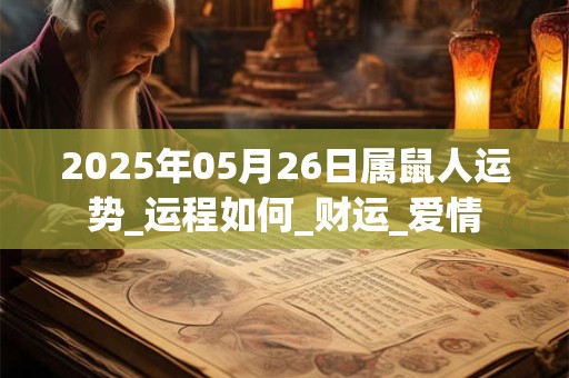 2025年05月26日属鼠人运势_运程如何_财运_爱情