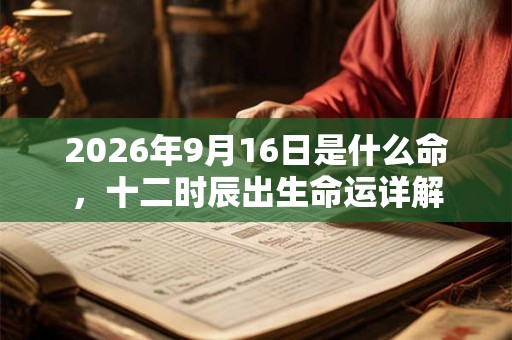 2026年9月16日是什么命，十二时辰出生命运详解