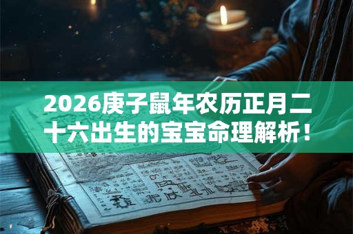 2026庚子鼠年农历正月二十六出生的宝宝命理解析！