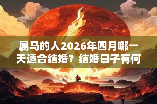 属马的人2026年四月哪一天适合结婚？结婚日子有何说法？