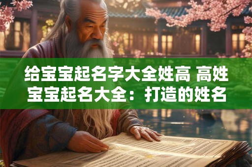 给宝宝起名字大全姓高 高姓宝宝起名大全：打造的姓名