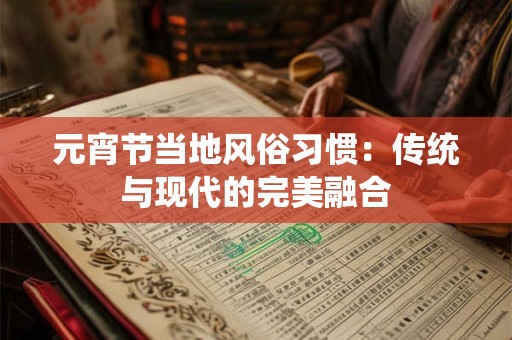 元宵节当地风俗习惯：传统与现代的完美融合