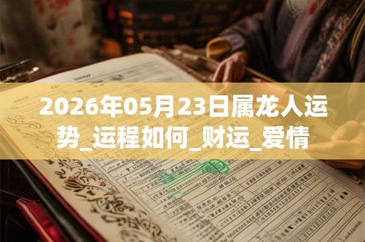 2026年05月23日属龙人运势_运程如何_财运_爱情
