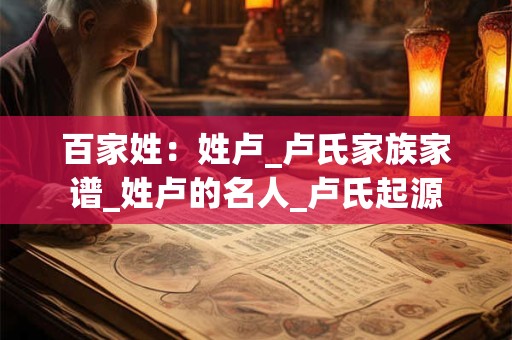 百家姓：姓卢_卢氏家族家谱_姓卢的名人_卢氏起源