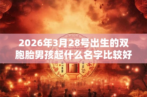 2026年3月28号出生的双胞胎男孩起什么名字比较好，五行属什么
