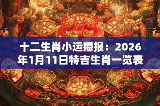 十二生肖小运播报：2026年1月11日特吉生肖一览表
