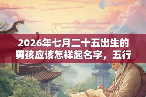 2026年七月二十五出生的男孩应该怎样起名字，五行属什么