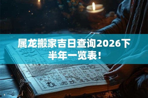 属龙搬家吉日查询2026下半年一览表！