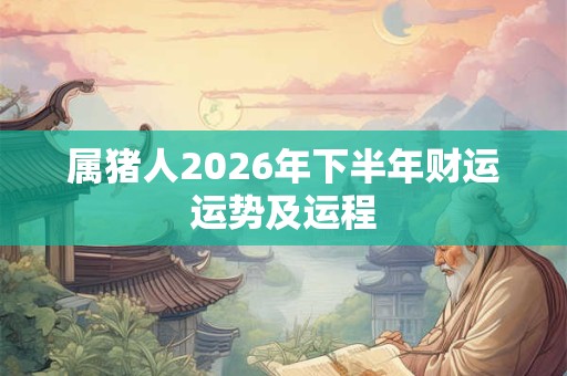 属猪人2026年下半年财运运势及运程