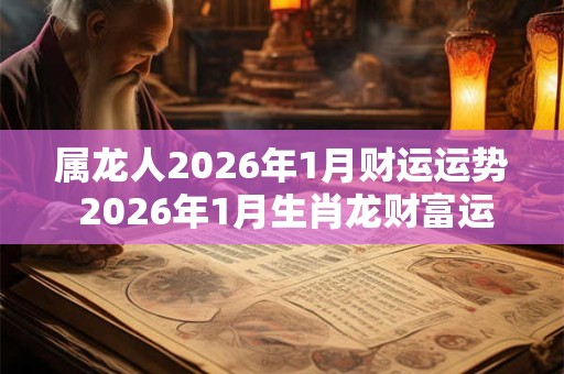 属龙人2026年1月财运运势 2026年1月生肖龙财富运程详解