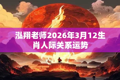 泓翔老师2026年3月12生肖人际关系运势