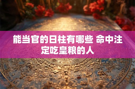 能当官的日柱有哪些 命中注定吃皇粮的人 能当官的日柱有哪些 命中注定吃皇粮的人