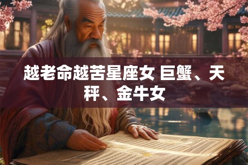 越老命越苦星座女 巨蟹、天秤、金牛女