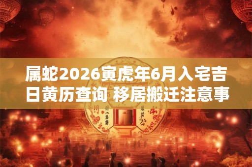 属蛇2026寅虎年6月入宅吉日黄历查询 移居搬迁注意事项